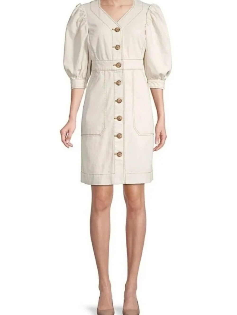 Tory Burch Cotton Denim Puffed Sleeve Dress Size 2